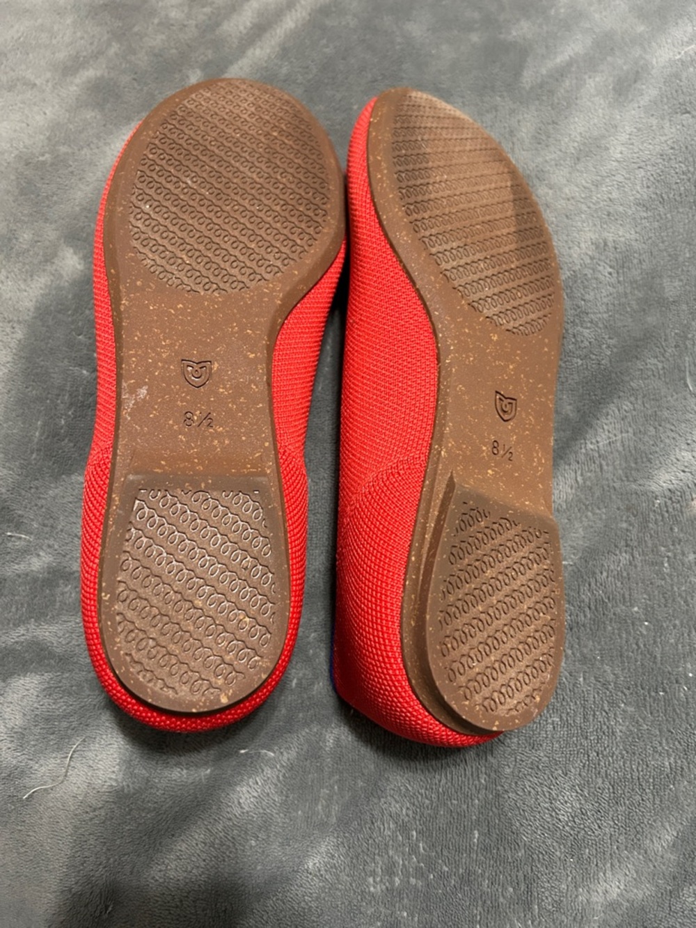 Rothy's Red Knit Ballet Flats with Blue Accent Trim - Picture 3 of 4